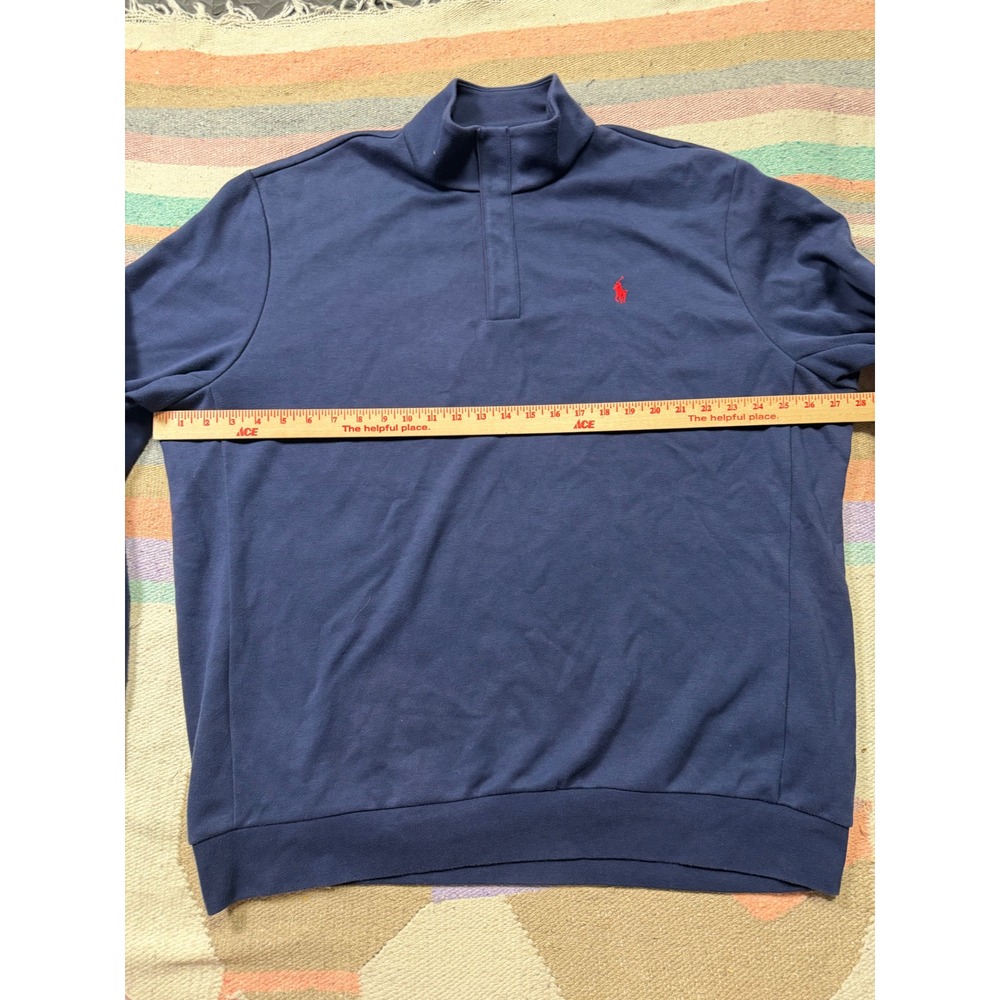 Polo‎ Ralph Lauren Men's XXL Navy Blue Quarter Snap Pullover Red Pony - Picture 4 of 5